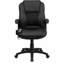 Massaging Black Leather Executive Swivel Chair With Arms - By Flash Furniture - Madison Seating -furniture Shop Massaging Black Leather Executive Swivel Chair with Arms by Flash Furniture 3