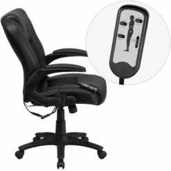 Massaging Black Leather Executive Swivel Chair With Arms - By Flash Furniture - Madison Seating -furniture Shop Massaging Black Leather Executive Swivel Chair with Arms by Flash Furniture 4