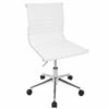 Master Contemporary Armless Adjustable Task Chair In White Faux Leather By LumiSource - Madison Seating -furniture Shop Master Contemporary Armless Adjustable Task Chair in White Faux Leather by LumiSource