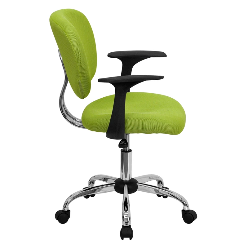 Mid-Back Apple Green Mesh Swivel Task Chair With Chrome Base And Arms - By Flash Furniture - Madison Seating 4 Mid-Back Apple Green Mesh Swivel Task Chair With Chrome Base And Arms - By Flash Furniture - Madison Seating - Image 2