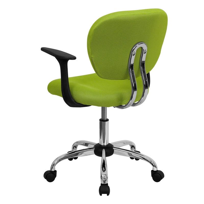 Mid-Back Apple Green Mesh Swivel Task Chair With Chrome Base And Arms - By Flash Furniture - Madison Seating 5 Mid-Back Apple Green Mesh Swivel Task Chair With Chrome Base And Arms - By Flash Furniture - Madison Seating - Image 3