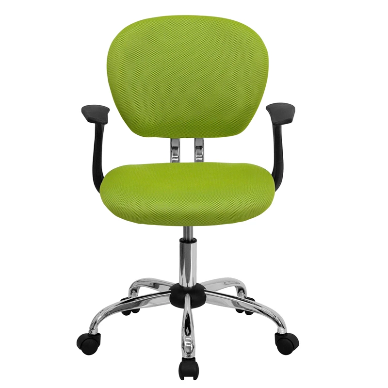 Mid-Back Apple Green Mesh Swivel Task Chair With Chrome Base And Arms - By Flash Furniture - Madison Seating 6 Mid-Back Apple Green Mesh Swivel Task Chair With Chrome Base And Arms - By Flash Furniture - Madison Seating - Image 4