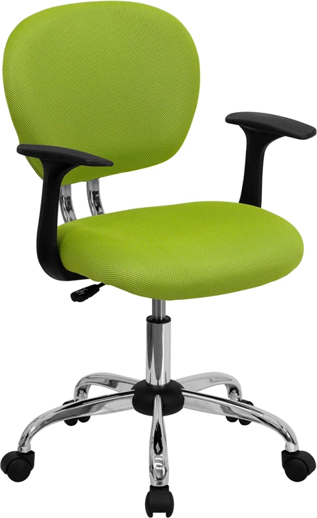 Mid-Back Apple Green Mesh Swivel Task Chair With Chrome Base And Arms - By Flash Furniture - Madison Seating 3 Mid-Back Apple Green Mesh Swivel Task Chair With Chrome Base And Arms - By Flash Furniture - Madison Seating
