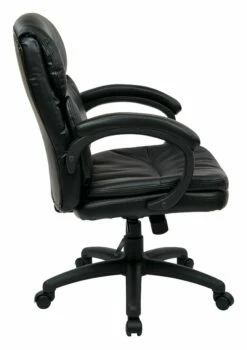 Mid Back Black Bonded Leather Executive Chair With Padded Arms By Work Smart - Office Star - Madison Seating -furniture Shop Mid Back Black Bonded Leather Executive Chair with Padded Arms by Work Smart Office Star 4 scaled 1