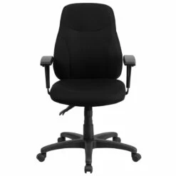 Mid-Back Black Fabric Multifunction Ergonomic Swivel Task Chair With Adjustable Arms - By Flash Furniture - Madison Seating -furniture Shop Mid Back Black Fabric Multifunction Ergonomic Swivel Task Chair with Adjustable Arms by Flash Furniture 3 1