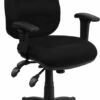 Mid-Back Black Fabric Multifunction Executive Swivel Chair With Adjustable Arms - By Flash Furniture - Madison Seating -furniture Shop Mid Back Black Fabric Multifunction Executive Swivel Chair with Adjustable Arms by Flash Furniture