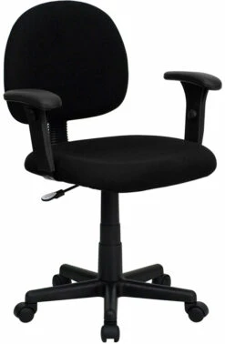 Mid-Back Black Fabric Swivel Task Chair With Adjustable Arms - By Flash Furniture - Madison Seating