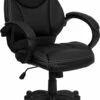 Mid-Back Black Leather Contemporary Executive Swivel Chair With Arms - By Flash Furniture - Madison Seating -furniture Shop Mid Back Black Leather Contemporary Executive Swivel Chair with Arms by Flash Furniture