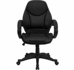 Mid-Back Black Leather Contemporary Executive Swivel Chair With Arms - By Flash Furniture - Madison Seating -furniture Shop Mid Back Black Leather Contemporary Executive Swivel Chair with Arms by Flash Furniture 3