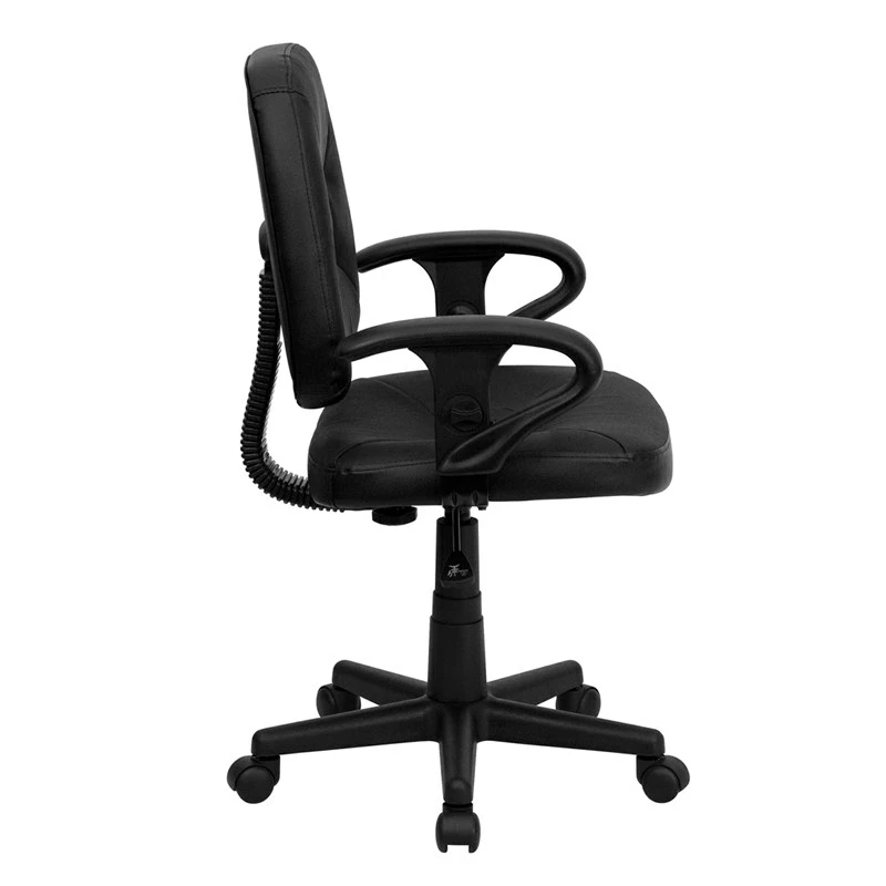 Mid-Back Black Leather Ergonomic Swivel Task Chair With Adjustable Arms - By Flash Furniture - Madison Seating 4 Mid-Back Black Leather Ergonomic Swivel Task Chair With Adjustable Arms - By Flash Furniture - Madison Seating - Image 2