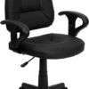 Mid-Back Black Leather Ergonomic Swivel Task Chair With Adjustable Arms - By Flash Furniture - Madison Seating