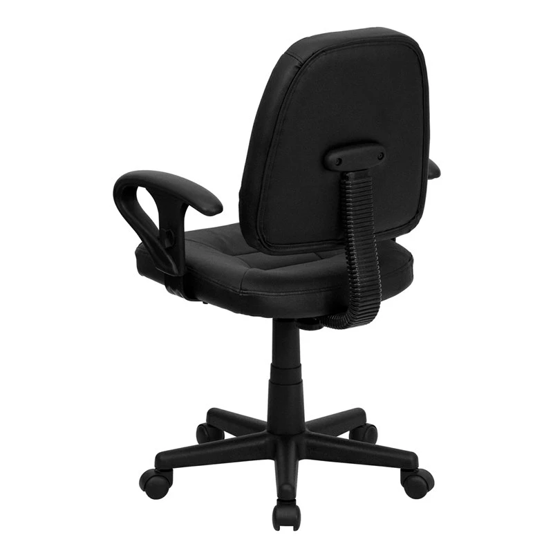 Mid-Back Black Leather Ergonomic Swivel Task Chair With Adjustable Arms - By Flash Furniture - Madison Seating 6 Mid-Back Black Leather Ergonomic Swivel Task Chair With Adjustable Arms - By Flash Furniture - Madison Seating - Image 4