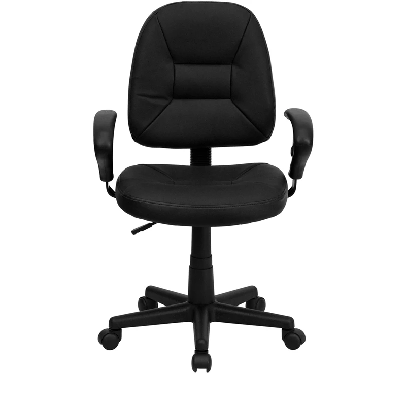 Mid-Back Black Leather Ergonomic Swivel Task Chair With Adjustable Arms - By Flash Furniture - Madison Seating 9 Mid-Back Black Leather Ergonomic Swivel Task Chair With Adjustable Arms - By Flash Furniture - Madison Seating - Image 7
