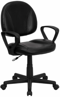 Mid-Back Black Leather Ergonomic Swivel Task Chair With Arms - By Flash Furniture - Madison Seating