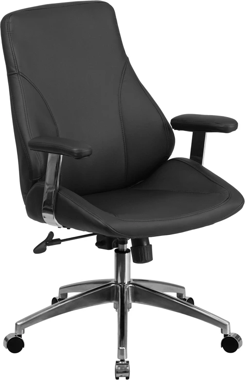 Mid-Back Black Leather Executive Swivel Chair With Arms - By Flash Furniture - Madison Seating 3 Mid-Back Black Leather Executive Swivel Chair With Arms - By Flash Furniture - Madison Seating