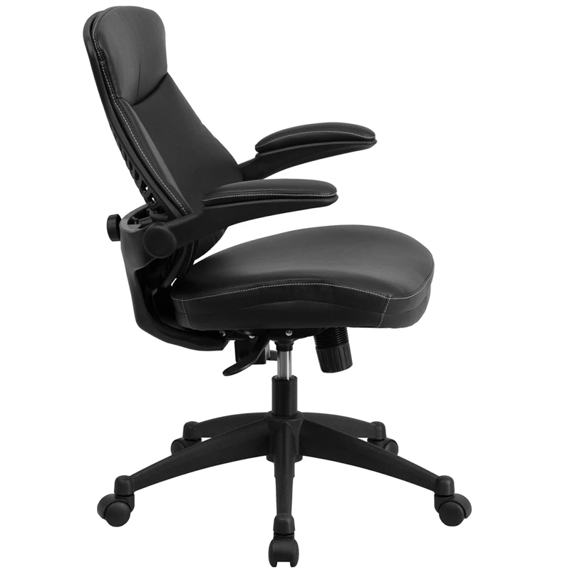 Mid-Back Black Leather Executive Swivel Chair With Back Angle Adjustment And Flip-Up Arms - By Flash Furniture - Madison Seating 4 Mid-Back Black Leather Executive Swivel Chair With Back Angle Adjustment And Flip-Up Arms - By Flash Furniture - Madison Seating - Image 2