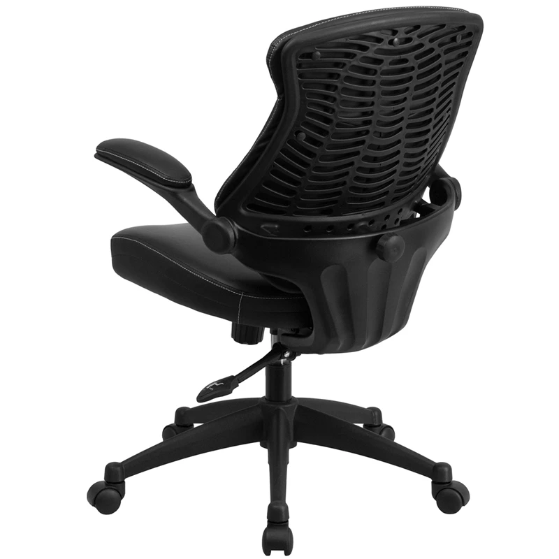 Mid-Back Black Leather Executive Swivel Chair With Back Angle Adjustment And Flip-Up Arms - By Flash Furniture - Madison Seating 5 Mid-Back Black Leather Executive Swivel Chair With Back Angle Adjustment And Flip-Up Arms - By Flash Furniture - Madison Seating - Image 3