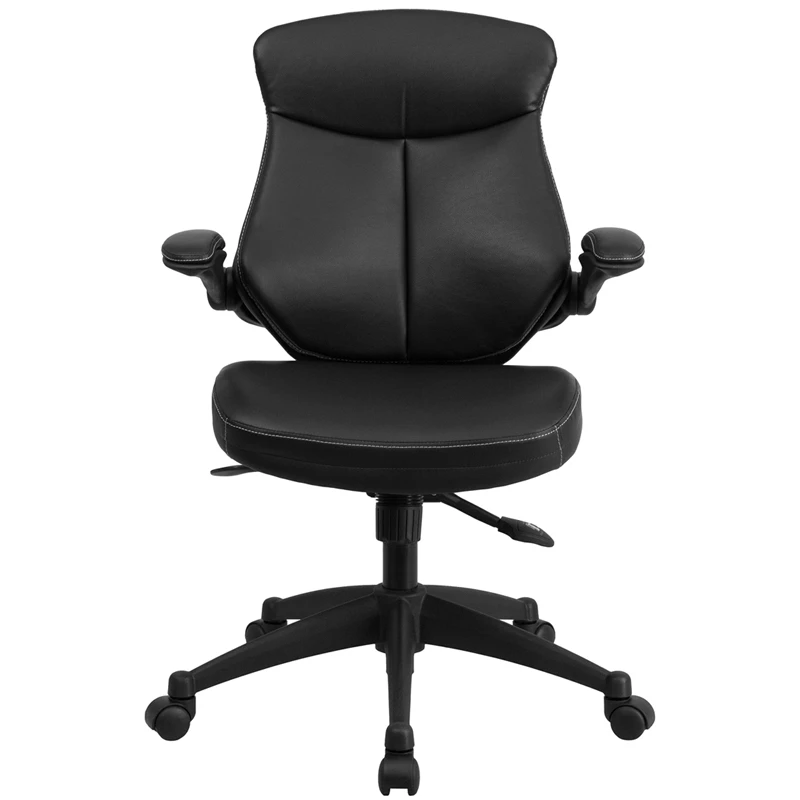 Mid-Back Black Leather Executive Swivel Chair With Back Angle Adjustment And Flip-Up Arms - By Flash Furniture - Madison Seating 6 Mid-Back Black Leather Executive Swivel Chair With Back Angle Adjustment And Flip-Up Arms - By Flash Furniture - Madison Seating - Image 4
