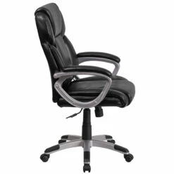 Mid-Back Black Leather Executive Swivel Chair With Padded Arms - By Flash Furniture - Madison Seating -furniture Shop Mid Back Black Leather Executive Swivel Chair with Padded Arms by Flash Furniture 3