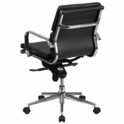 Mid-Back Black Leather Executive Swivel Chair With Synchro-Tilt Mechanism And Arms - By Flash Furniture - Madison Seating -furniture Shop Mid Back Black Leather Executive Swivel Chair with Synchro Tilt Mechanism and Arms by Flash Furniture 2