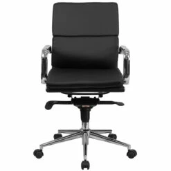 Mid-Back Black Leather Executive Swivel Chair With Synchro-Tilt Mechanism And Arms - By Flash Furniture - Madison Seating -furniture Shop Mid Back Black Leather Executive Swivel Chair with Synchro Tilt Mechanism and Arms by Flash Furniture 3