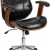 Mid-Back Black Leather Executive Wood Swivel Chair With Arms - By Flash Furniture - Madison Seating -furniture Shop Mid Back Black Leather Executive Wood Swivel Chair with Arms by Flash Furniture