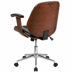 Mid-Back Black Leather Executive Wood Swivel Chair With Arms - By Flash Furniture - Madison Seating -furniture Shop Mid Back Black Leather Executive Wood Swivel Chair with Arms by Flash Furniture 2