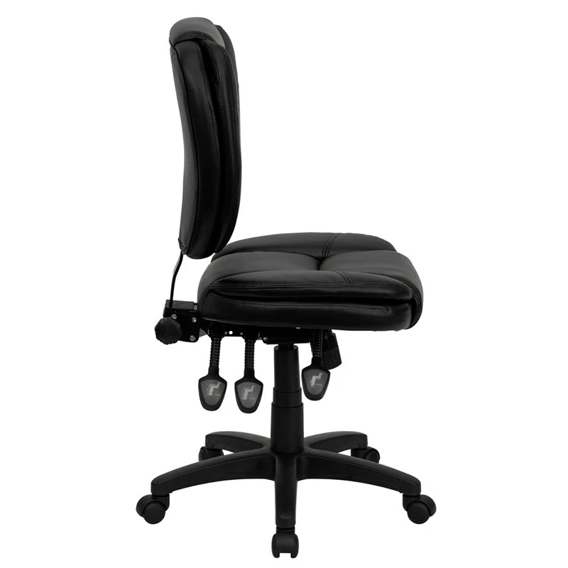 Mid-Back Black Leather Multifunction Ergonomic Swivel Task Chair - By Flash Furniture - Madison Seating 4 Mid-Back Black Leather Multifunction Ergonomic Swivel Task Chair - By Flash Furniture - Madison Seating - Image 2