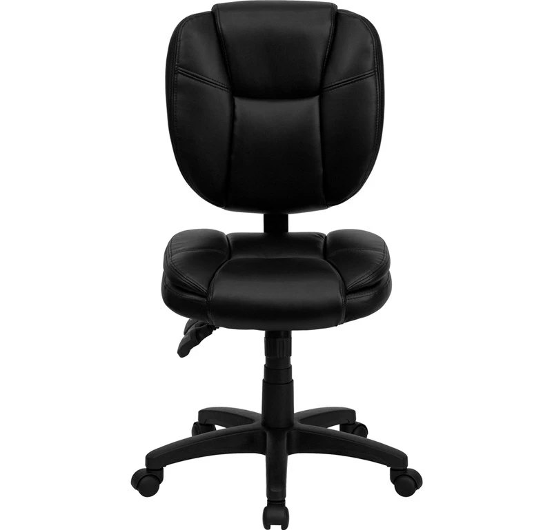 Mid-Back Black Leather Multifunction Ergonomic Swivel Task Chair - By Flash Furniture - Madison Seating 8 Mid-Back Black Leather Multifunction Ergonomic Swivel Task Chair - By Flash Furniture - Madison Seating - Image 6
