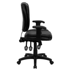 Mid-Back Black Leather Multifunction Ergonomic Swivel Task Chair With Adjustable Arms - By Flash Furniture - Madison Seating 11 Mid-Back Black Leather Multifunction Ergonomic Swivel Task Chair With Adjustable Arms - By Flash Furniture - Madison Seating -furniture Shop Mid Back Black Leather Multifunction Ergonomic Swivel Task Chair with Adjustable Arms by Flash Furniture 2