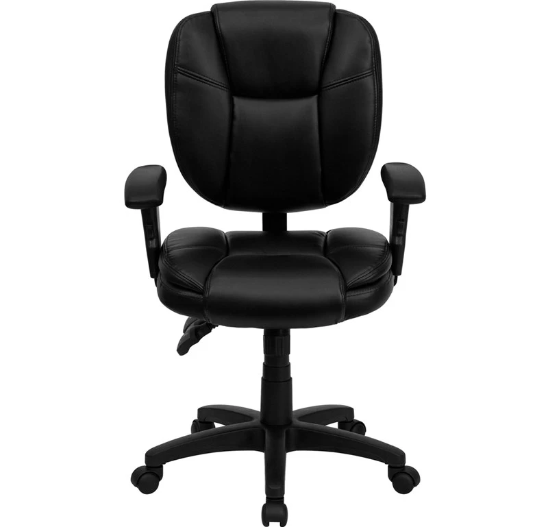 Mid-Back Black Leather Multifunction Ergonomic Swivel Task Chair With Adjustable Arms - By Flash Furniture - Madison Seating 8 Mid-Back Black Leather Multifunction Ergonomic Swivel Task Chair With Adjustable Arms - By Flash Furniture - Madison Seating - Image 6