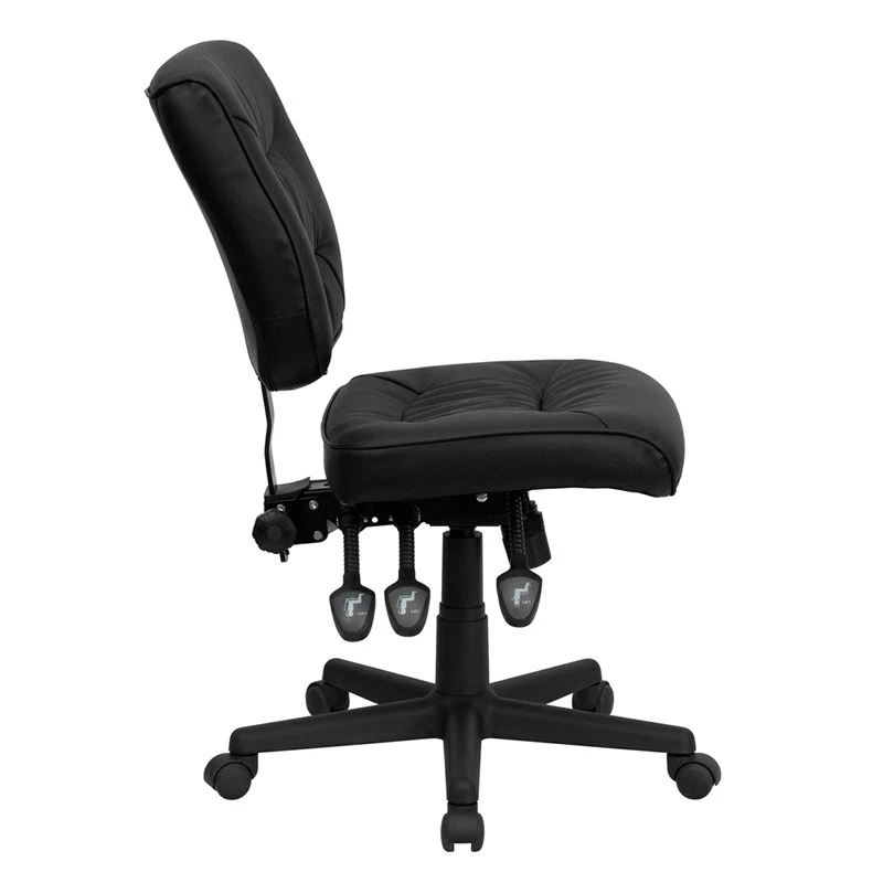 Mid-Back Black Leather Multifunction Swivel Task Chair - By Flash Furniture - Madison Seating 4 Mid-Back Black Leather Multifunction Swivel Task Chair - By Flash Furniture - Madison Seating - Image 2
