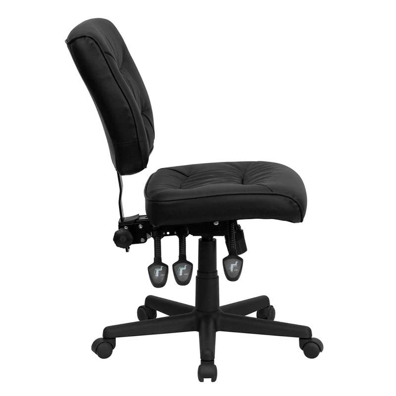 Mid-Back Black Leather Multifunction Swivel Task Chair - By Flash Furniture - Madison Seating 5 Mid-Back Black Leather Multifunction Swivel Task Chair - By Flash Furniture - Madison Seating - Image 3
