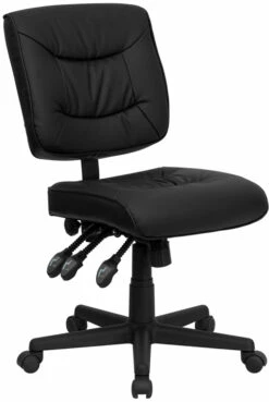 Mid-Back Black Leather Multifunction Swivel Task Chair - By Flash Furniture - Madison Seating