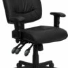 Mid-Back Black Leather Multifunction Swivel Task Chair With Adjustable Arms - By Flash Furniture - Madison Seating -furniture Shop Mid Back Black Leather Multifunction Swivel Task Chair with Adjustable Arms by Flash Furniture