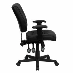 Mid-Back Black Leather Multifunction Swivel Task Chair With Adjustable Arms - By Flash Furniture - Madison Seating -furniture Shop Mid Back Black Leather Multifunction Swivel Task Chair with Adjustable Arms by Flash Furniture 2