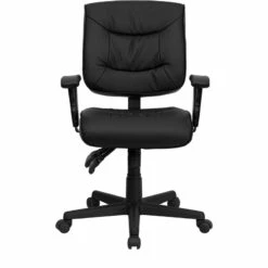 Mid-Back Black Leather Multifunction Swivel Task Chair With Adjustable Arms - By Flash Furniture - Madison Seating -furniture Shop Mid Back Black Leather Multifunction Swivel Task Chair with Adjustable Arms by Flash Furniture 5