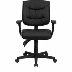 Mid-Back Black Leather Multifunction Swivel Task Chair With Adjustable Arms - By Flash Furniture - Madison Seating -furniture Shop Mid Back Black Leather Multifunction Swivel Task Chair with Adjustable Arms by Flash Furniture 6