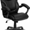 Mid-Back Black Leather Overstuffed Swivel Task Chair With Arms - By Flash Furniture - Madison Seating -furniture Shop Mid Back Black Leather Overstuffed Swivel Task Chair with Arms by Flash Furniture
