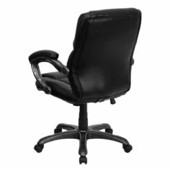 Mid-Back Black Leather Overstuffed Swivel Task Chair With Arms - By Flash Furniture - Madison Seating -furniture Shop Mid Back Black Leather Overstuffed Swivel Task Chair with Arms by Flash Furniture 3