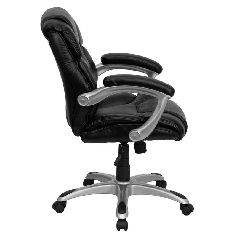 Mid-Back Black Leather Swivel Task Chair With Arms - By Flash Furniture - Madison Seating 5 Mid-Back Black Leather Swivel Task Chair With Arms - By Flash Furniture - Madison Seating - Image 3
