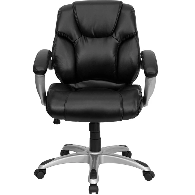 Mid-Back Black Leather Swivel Task Chair With Arms - By Flash Furniture - Madison Seating 8 Mid-Back Black Leather Swivel Task Chair With Arms - By Flash Furniture - Madison Seating - Image 6
