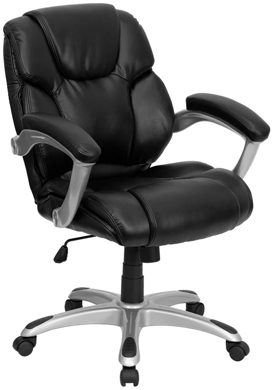 Mid-Back Black Leather Swivel Task Chair With Arms - By Flash Furniture - Madison Seating 3 Mid-Back Black Leather Swivel Task Chair With Arms - By Flash Furniture - Madison Seating