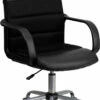 Mid-Back Black Leather And Mesh Swivel Task Chair With Arms - By Flash Furniture - Madison Seating