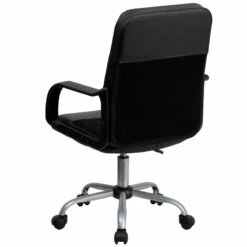 Mid-Back Black Leather And Mesh Swivel Task Chair With Arms - By Flash Furniture - Madison Seating -furniture Shop Mid Back Black Leather and Mesh Swivel Task Chair with Arms by Flash Furniture 2