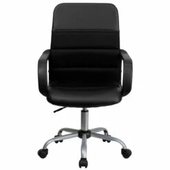 Mid-Back Black Leather And Mesh Swivel Task Chair With Arms - By Flash Furniture - Madison Seating -furniture Shop Mid Back Black Leather and Mesh Swivel Task Chair with Arms by Flash Furniture 3