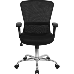 Mid-Back Black Mesh Contemporary Swivel Task Chair With Chrome Base And Adjustable Arms - By Flash Furniture - Madison Seating 14 Mid-Back Black Mesh Contemporary Swivel Task Chair With Chrome Base And Adjustable Arms - By Flash Furniture - Madison Seating -furniture Shop Mid Back Black Mesh Contemporary Swivel Task Chair with Chrome Base and Adjustable Arms by Flash Furniture 5