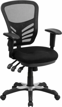 Mid-Back Black Mesh Multifunction Executive Swivel Chair With Adjustable Arms - By Flash Furniture - Madison Seating