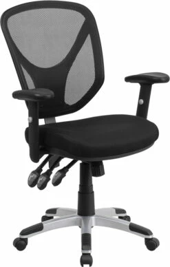 Mid-Back Black Mesh Multifunction Swivel Task Chair With Adjustable Arms - By Flash Furniture - Madison Seating