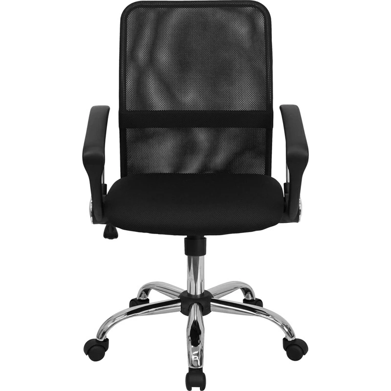 Mid-Back Black Mesh Swivel Task Chair With Chrome Base And Arms - By Flash Furniture - Madison Seating 8 Mid-Back Black Mesh Swivel Task Chair With Chrome Base And Arms - By Flash Furniture - Madison Seating - Image 6